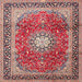 Round Machine Washable Traditional Fire Brick Red Rug, wshtr4453