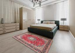 Traditional Fire Brick Red Persian Rug in a Bedroom, tr4453