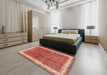 Machine Washable Traditional Tangerine Pink Rug in a Bedroom, wshtr4455