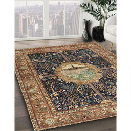 Machine Washable Traditional Bakers Brown Rug in a Family Room, wshtr4456