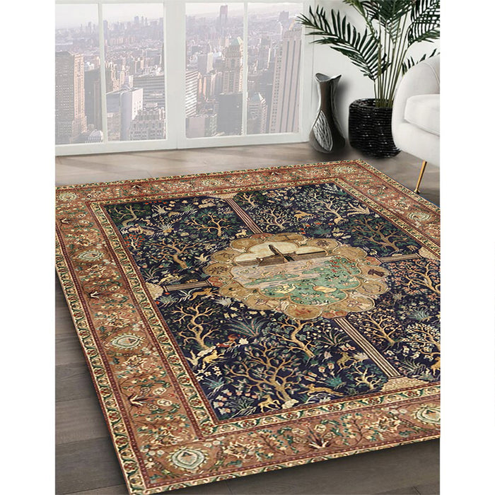 Traditional Bakers Brown Persian Rug in Family Room, tr4456