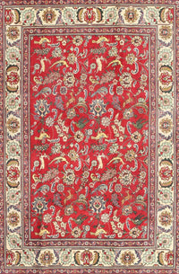 Machine Washable Traditional Red Rug, wshtr4457