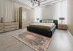 Traditional Brown Medallion Rug in a Bedroom, tr4458