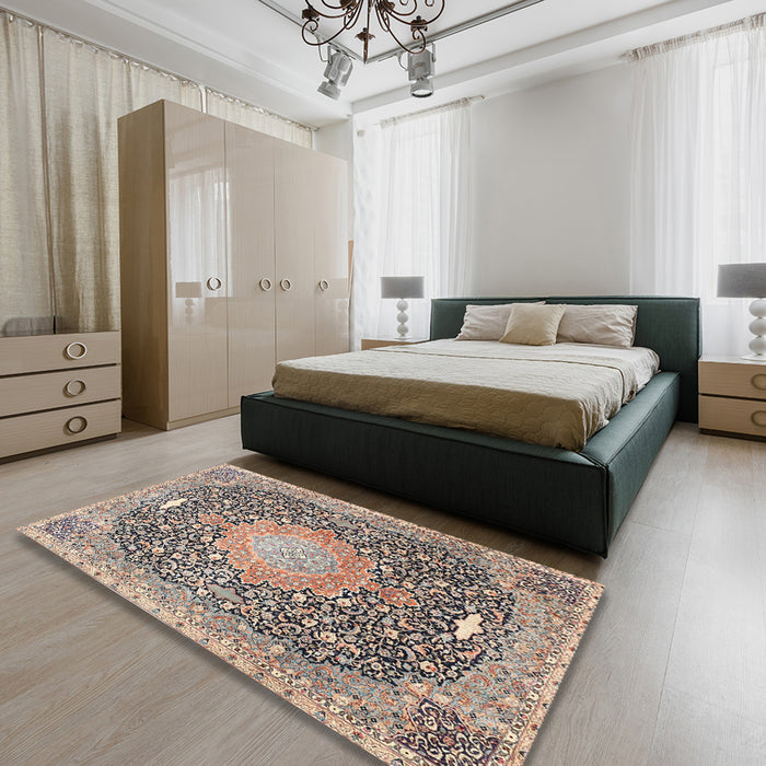 Traditional Brown Medallion Rug in a Bedroom, tr4458