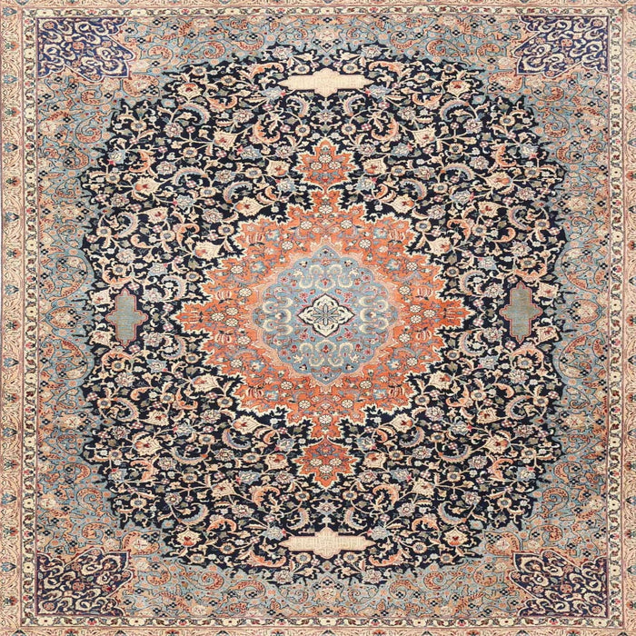 Square Traditional Brown Medallion Rug, tr4458