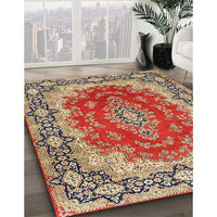 Traditional Fire Brick Red Medallion Rug, tr445