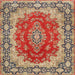 Square Traditional Fire Brick Red Medallion Rug, tr445