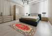 Traditional Fire Brick Red Medallion Rug in a Bedroom, tr445