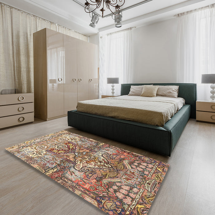 Traditional Sienna Brown Persian Rug in a Bedroom, tr4461