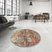 Round Traditional Sienna Brown Persian Rug in a Office, tr4461