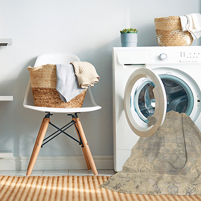 Machine Washable Traditional Brown Rug in a Washing Machine, wshtr4462