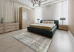 Traditional Sage Green Persian Rug in a Bedroom, tr4463