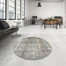 Round Machine Washable Traditional Sage Green Rug in a Office, wshtr4463