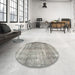 Round Traditional Sage Green Persian Rug in a Office, tr4463