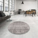 Round Traditional Granite Gray Persian Rug in a Office, tr4465