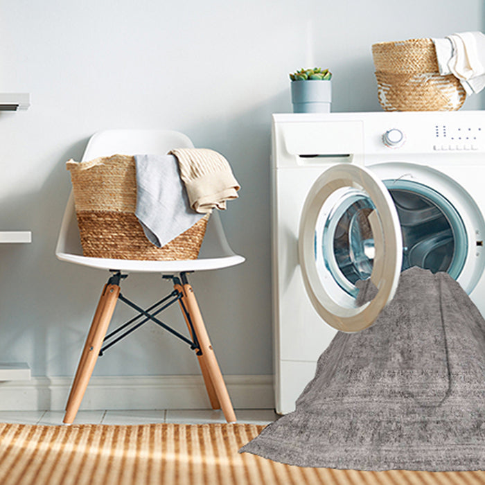 Machine Washable Traditional Granite Gray Rug in a Washing Machine, wshtr4465