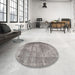 Round Machine Washable Traditional Sandstone Brown Rug in a Office, wshtr4467