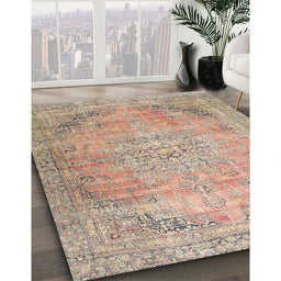 Machine Washable Traditional Orange Salmon Pink Rug in a Family Room, wshtr4469