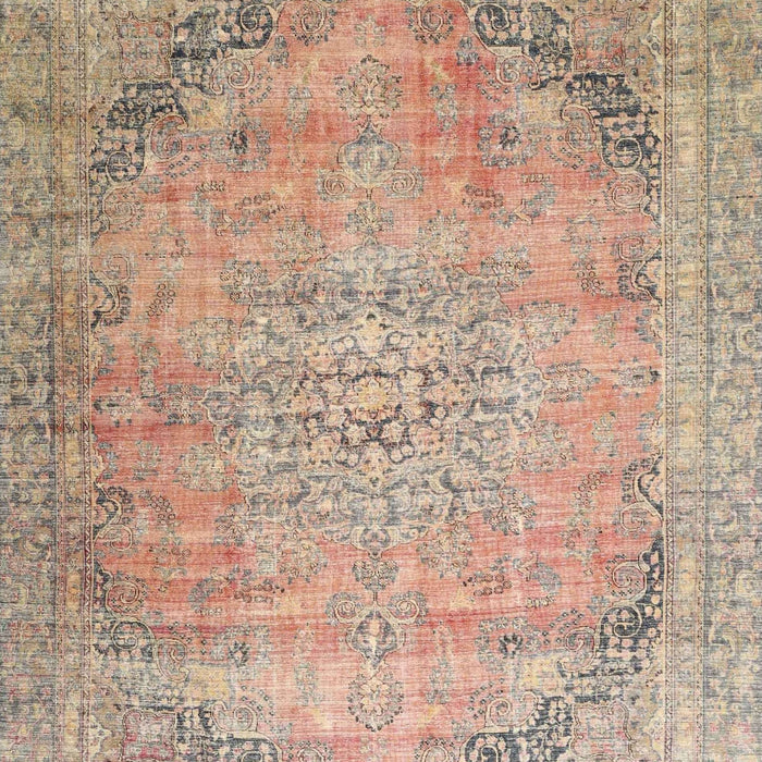 Machine Washable Traditional Orange Salmon Pink Rug, wshtr4469