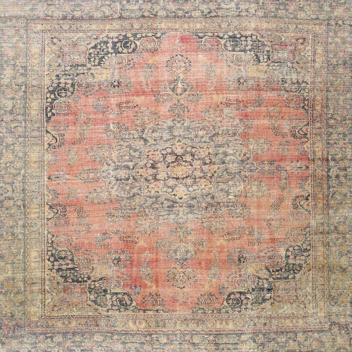 Square Traditional Orange Salmon Pink Persian Rug, tr4469