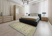 Machine Washable Traditional Khaki Green Rug in a Bedroom, wshtr446