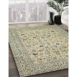 Machine Washable Traditional Khaki Green Rug in a Family Room, wshtr446