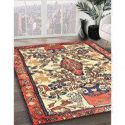 Traditional Brown Red Medallion Rug in Family Room, tr4471