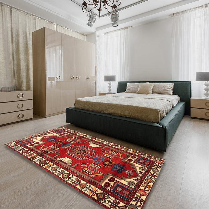 Traditional Red Persian Rug in a Bedroom, tr4472