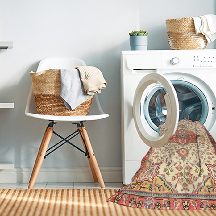 Machine Washable Traditional Brown Gold Rug in a Washing Machine, wshtr4474