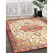 Traditional Brown Gold Medallion Rug in Family Room, tr4474