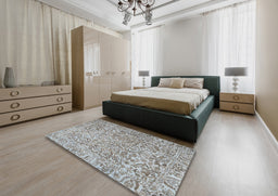 Traditional Army Brown Persian Rug in a Bedroom, tr4476