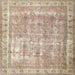 Square Traditional Orange Salmon Pink Persian Rug, tr4477