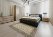 Traditional Brown Persian Rug in a Bedroom, tr447
