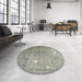 Round Traditional Sage Green Persian Rug in a Office, tr4480