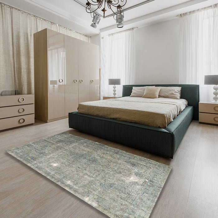 Traditional Sage Green Persian Rug in a Bedroom, tr4480