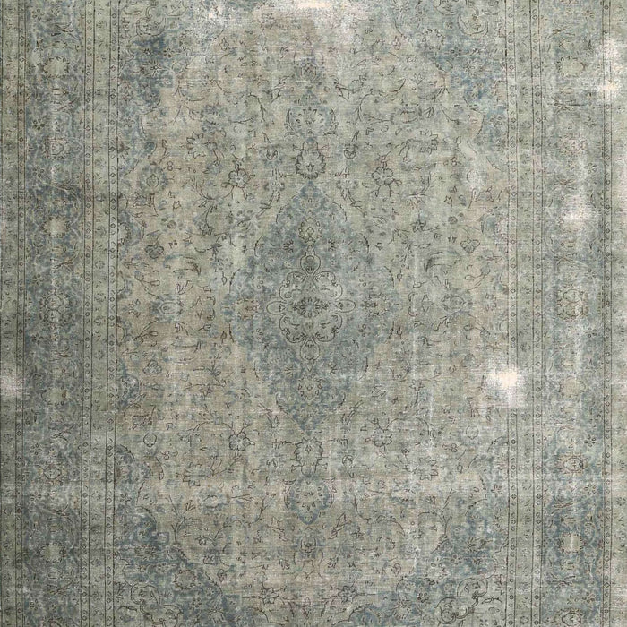Machine Washable Traditional Sage Green Rug, wshtr4480