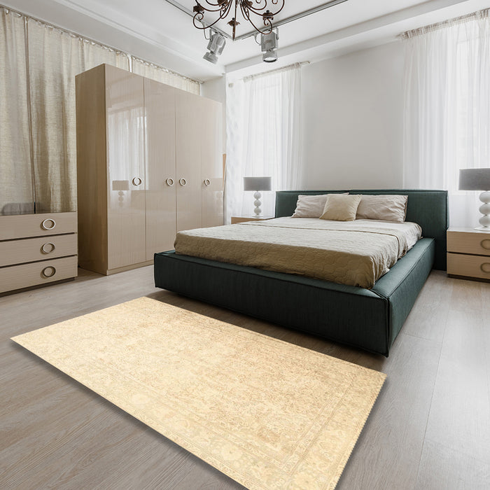 Machine Washable Traditional Gold Rug in a Bedroom, wshtr4481
