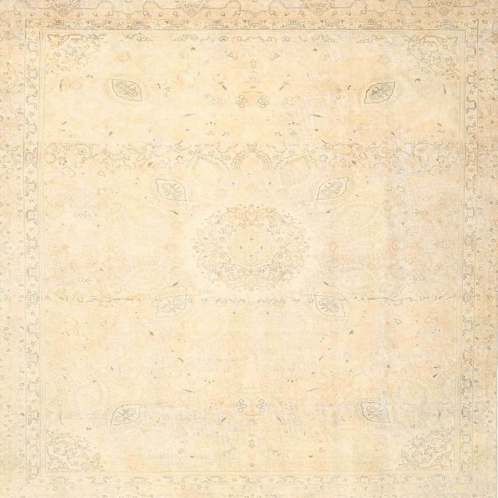 Square Traditional Golden Blonde Gold Persian Rug, tr4482