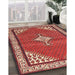 Traditional Sunrise Orange Medallion Rug in Family Room, tr4485