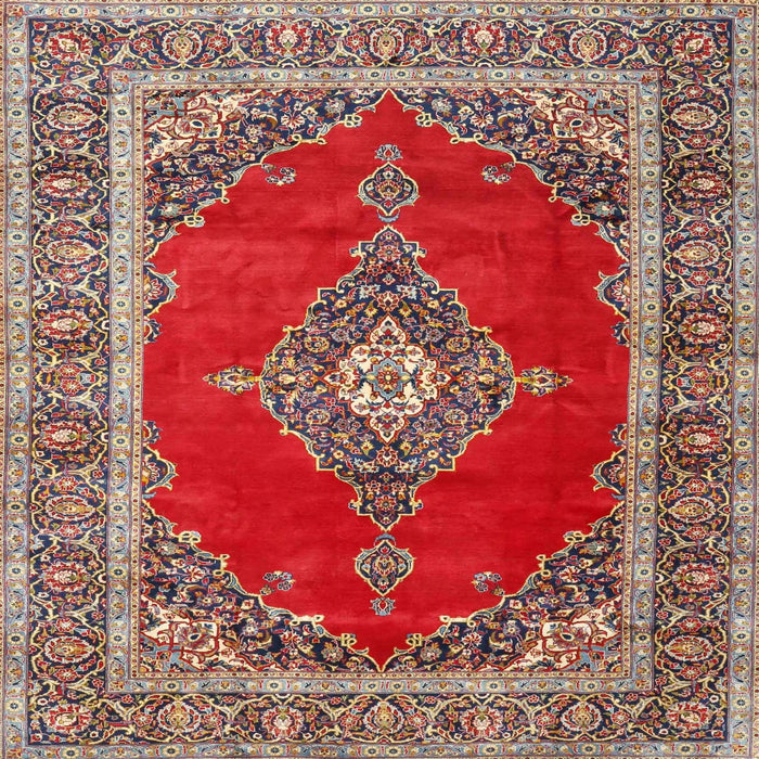 Square Traditional Camel Brown Medallion Rug, tr4489