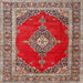 Square Traditional Camel Brown Medallion Rug, tr4489