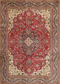 Machine Washable Traditional Tomato Red Rug, wshtr4490