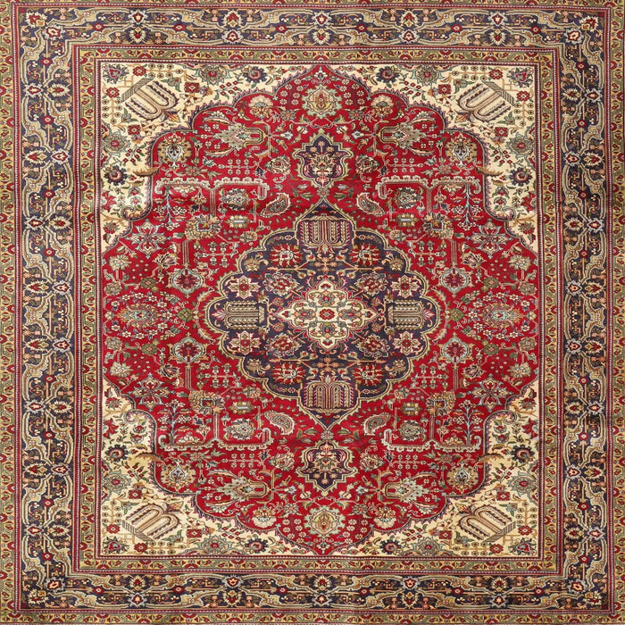 Round Machine Washable Traditional Tomato Red Rug, wshtr4490