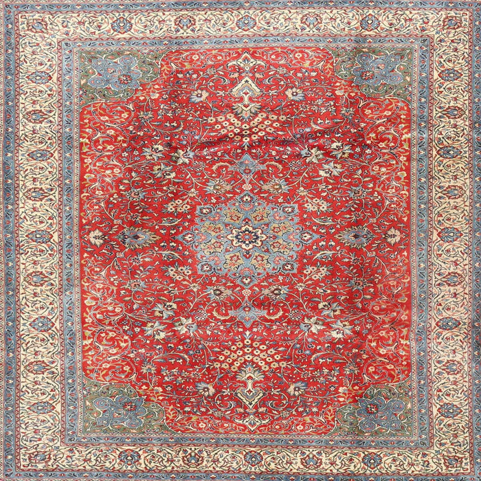 Square Traditional Tan Brown Medallion Rug, tr4492