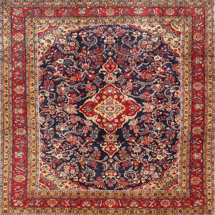 Round Machine Washable Traditional Saffron Red Rug, wshtr4494