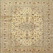 Round Machine Washable Traditional Brown Gold Rug, wshtr4496