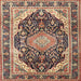 Round Machine Washable Traditional Red Brown Rug, wshtr4497