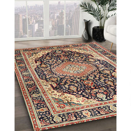 Traditional Red Brown Persian Rug in Family Room, tr4497