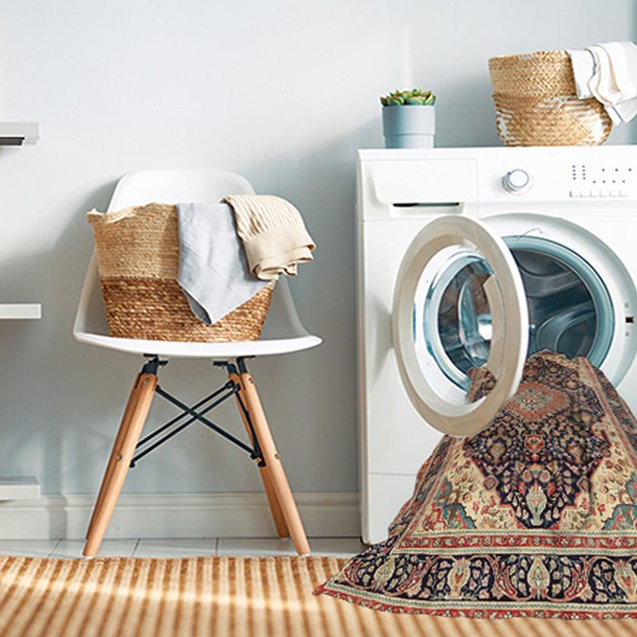 Machine Washable Traditional Red Brown Rug in a Washing Machine, wshtr4497