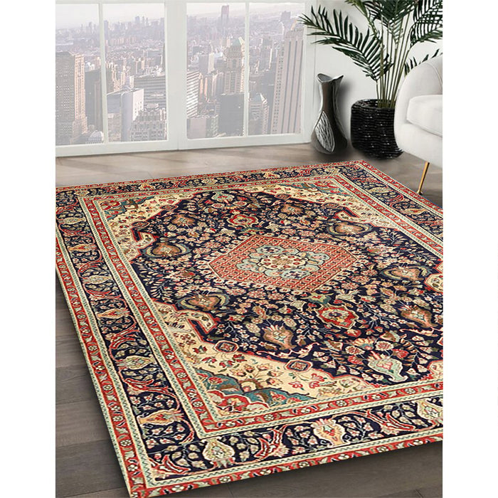 Traditional Red Brown Persian Rug in Family Room, tr4497